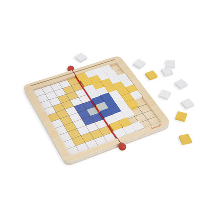 Janod Drewniana układanka mozaika piksele Symetria i kodowanie 4w1 5+