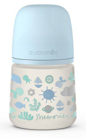 Suavinex Butelka Smoczek Fizjologiczny, Wolny Przepływ 150ml Niebieska