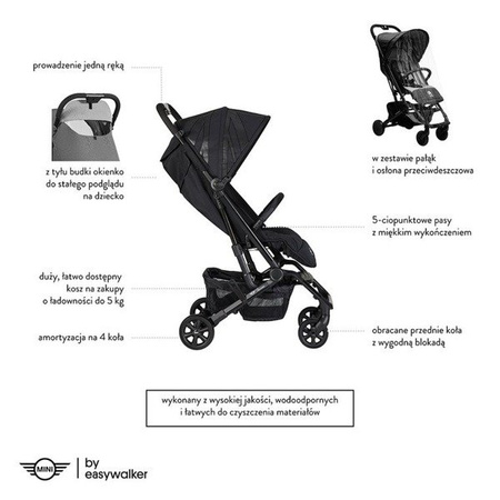 MINI by Easywalker Buggy XS Wózek spacerowy z osłonką przeciwdeszczową Union Jack Classic