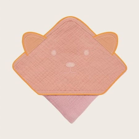 Lionelo Ręcznik kąpielowy z kapturkiem Muslin Hooded Towel Pink Baby