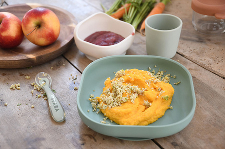 Beaba Komplet naczyń z silikonu z przyssawką Sage green (stary indeks: 913592)