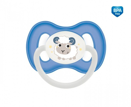 Canpol Babies Bunny&Company Smoczek uspokajający silikonowy symetryczny 6-18 m 23/269_blu Niebieski