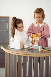 Tupti.wood 3w1 Duży Bujak Montessori + Duża Zjeżdżalnia Drabinka + Blat Szary