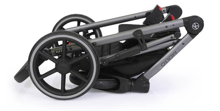 Kunert Molto Wózek Głęboko-Spacerowy 2w1 Grafit Jeans + Kwiaty Czarna Rama Koła Żelowe