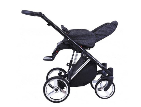 Kunert Molto Premium Wózek Głęboko-Spacerowy 2w1 Czarny + Kwiaty Srebrna Rama Koła Żelowe