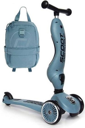 Scootandride Highwaykick 1 2w1 Jeździk i Hulajnoga 1-5 Lat + Plecak Steel
