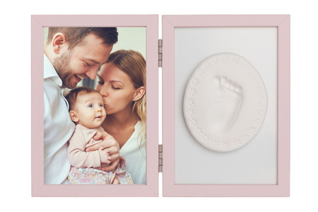 Odcisk Bobasa Podwójna Ramka Z Glinką Różowa