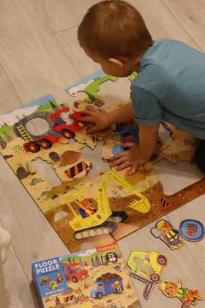 USZKODZONE OPAKOWANIE Mudpuppy Puzzle podłogowe Plac budowy z unikalnymi kształtami 25 elementów 2+