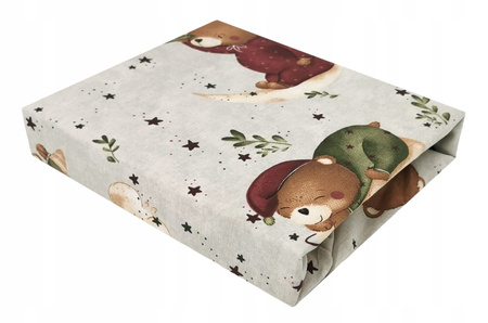 MimiNu Prześcieradło dziecięce z gumką bawełna 140x70 cm Miś na księżycu