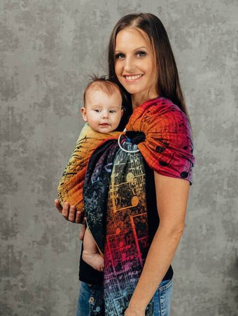 LennyLamb Chusta Kółkowa Splot Żakardowy Noszenia Dzieci Symfonia Tęczowa Dark 1,8m 100% Bawełna