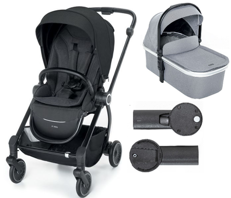 Espiro Galaxy Wózek Głeboko-Spacerowy + Gondola Una + Adaptery Zestaw 2w1 10 Black Space + Grey Center