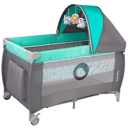 Lionelo Sven Plus Łóżeczko Turystyczne Turquoise Grey