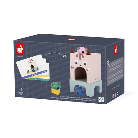 Janod Drewniana układanka Orientacja w przestrzeni Kot i mysz 3+