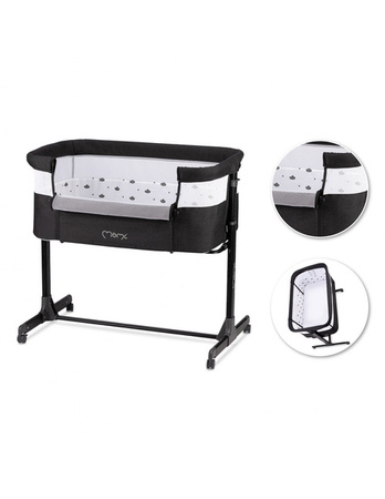 MoMi Revo Łóżeczko Dostawne 2w1 Ciemnoszare