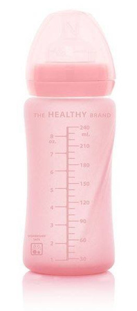 Everyday Baby, Szklana butelka ze smoczkiem M, 240 ml Różowy