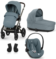 Cybex Talos S Lux Wózek Głęboko-Spacerowy Rama Taupe Stormy Blue + Cybex Cloud G I - Size Fotelik Samochodowy + Adaptery