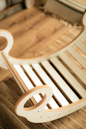 GUGI Bujak Drewniany Montessori XL + Poduszka Beżowa