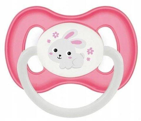 Canpol Babies Bunny&Company Smoczek uspokajający silikonowy symetryczny 6-18 m 23/269_pin Różowy