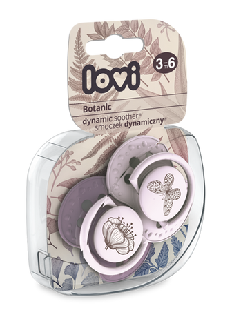 Lovi Dynamiczny Smoczek Uspokajający Silikonowy 3-6m 2szt. 22/870 Botanic Girl