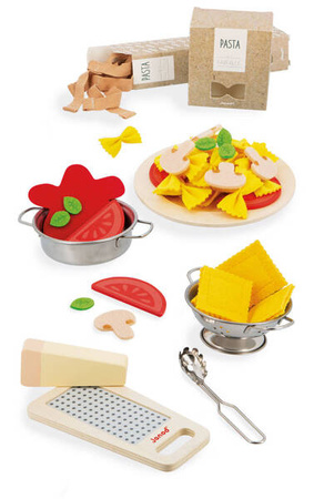 Janod Filcowy Zestaw Makaronów Z Akcesoriami Do Przyrządzania Włoskiej Pasty 3+