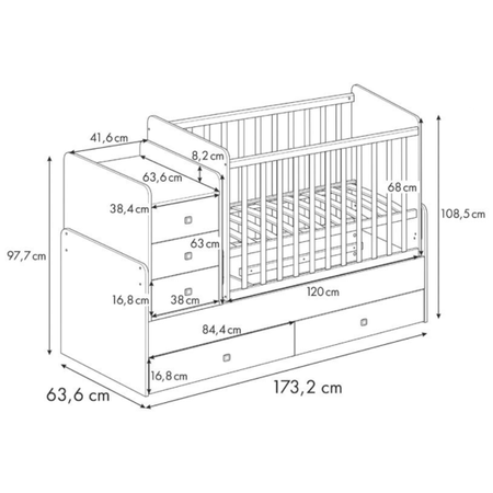 ATB Wielofunkcyjne Łóżeczko 4w1 Smart