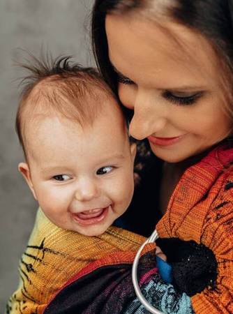 LennyLamb Chusta Kółkowa Splot Żakardowy Noszenia Dzieci Symfonia Tęczowa Dark 1,8m 100% Bawełna