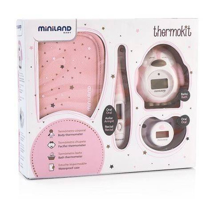Miniland Zestaw 3 Termometrów Azure-Rose- Termometr Flexi, do Kąpieli, Smoczek