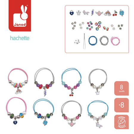 Janod Zestaw kreatywny do tworzenia biżuterii Bransoletki szczęścia 8+