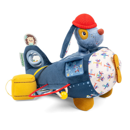 Lilliputiens Przytulanka aktywizująca wielofunkcyjna Samolot Piesek Jules 9 m+