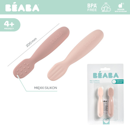 Beaba Zestaw 2 silikonowych pierwszych łyżeczek-gryzaków Cotton candy/sorbet