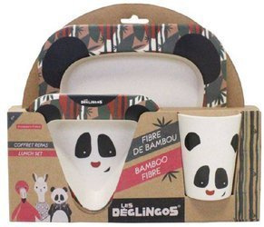 Deglingos Zestaw Bambusowy Panda Talerzyk Miseczka