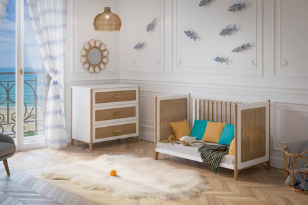 Theo Bebe Oceania Łóżeczko Ratanowe 60x120cm Neige