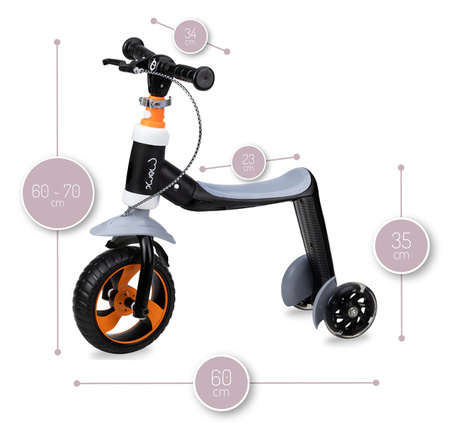 MoMi Elios 2w1 Hulajnoga Jeździk Pomarańczowy