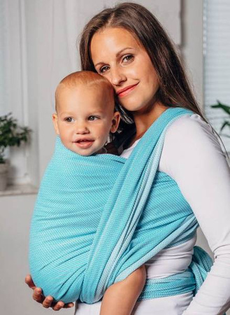LennyLamb Moja Druga Chusta Do Noszenia Dzieci, Tkana Splotem Jodełkowym M Mała Jodełka Turkusowy