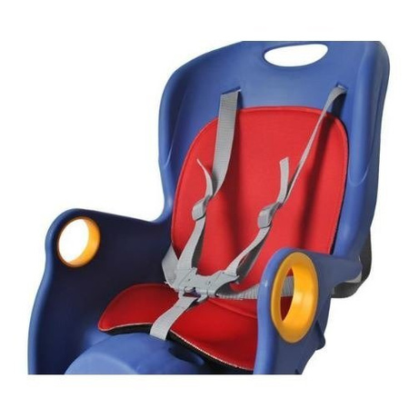 FOTELIK ROWEROWY ADVENTURER MOCOWANY NA BAGAŻNIK LUB RAMĘ 5-PUNKTOWE PASY DO 22 KG White-Red || Niebieski