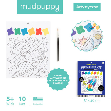 Mudpuppy Książeczka do malowania kolorowanka akwarelowa z pędzelkiem Kosmos 5+