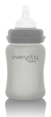 Everyday Baby, Szklana butelka ze smoczkiem S, 150 ml Szary