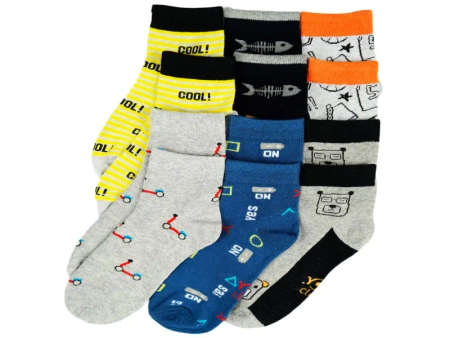 Yo!Club Skarpety Chłopięce Cool Game On Kości Rozmiar 35 - 38 Mix Wzorów