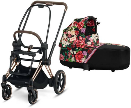 Cybex e-Priam 3.0 Rama ze Stelażem Siedziska + Gondola Wózek Głęboki Spring Blossom Dark