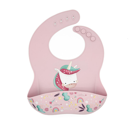 Sassi Śliniak silikonowy z kieszonką Jednorożec