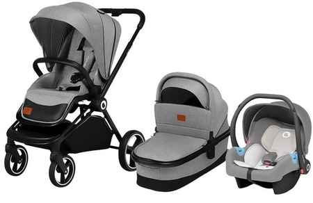 Lionelo Mika Wózek Głęboko-Spacerowy + Fotelik Samochodowy 0-13 kg 3w1 Grey Stone