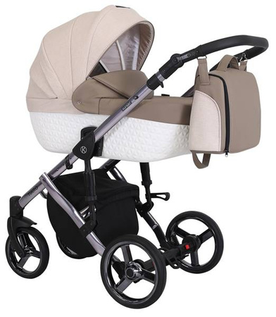 Kunert Tiaro Premium Wózek Głęboko-Spacerowy 2w1 Brąz + Krem Grafitowa Rama Koła Żelowe