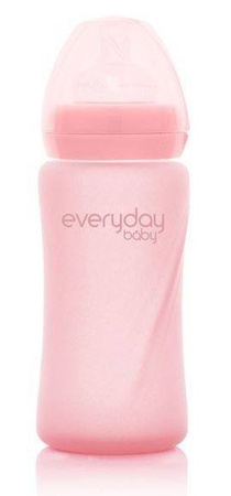 Everyday Baby, Szklana butelka ze smoczkiem M, 240 ml Różowy