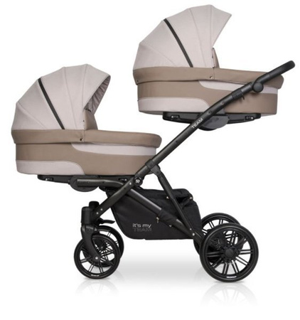 Riko Team Wózek Bliźniaczy Rok Po Roku Głęboko-Spacerowy Cappucino