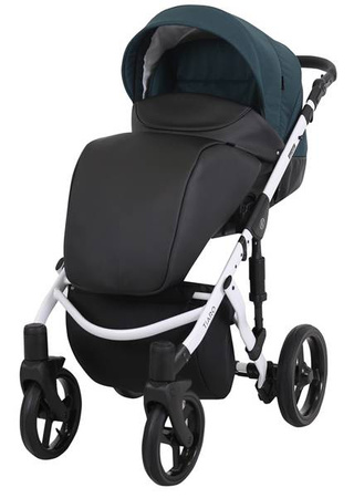 Kunert Tiaro Wózek Głęboko-Spacerowy 2w1 Czarny + Zielony Biała Rama Koła Żelowe