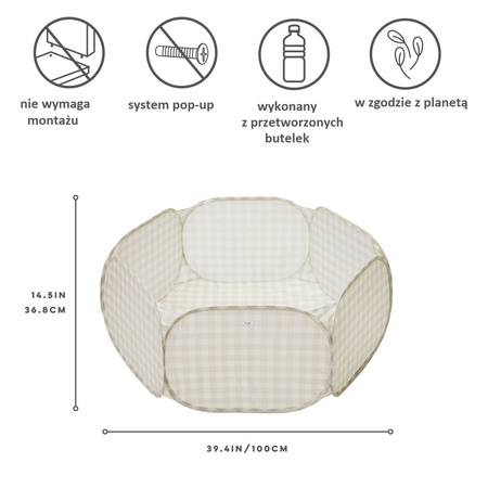 3 Sprouts Basen Piłeczkowy Gingham Beige