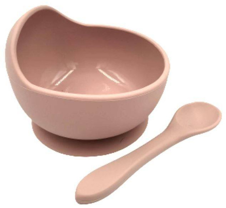 Baby in World Miska Silikonowa Z Przyssawką I Łyżeczką Rose