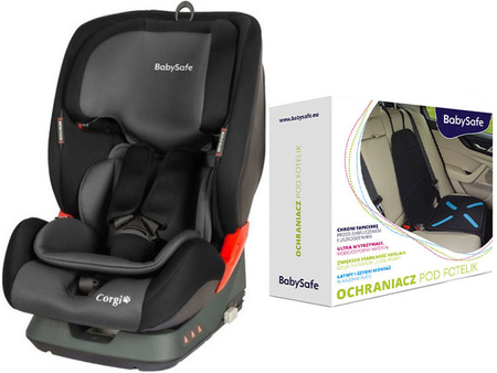 BabySafe Corgi Fotelik Samochodowy 9-36 kg + Ochraniacz Fotela Samochodowego GRATIS Grey Black