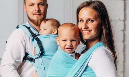 LennyLamb Moja Druga Chusta Do Noszenia Dzieci, Tkana Splotem Jodełkowym M Mała Jodełka Turkusowy