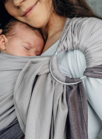 LennyLamb Moja Pierwsza Chusta Kółkowa Do Noszenia Dzieci Tkana Splotem Skośno-krzyżowym Ramie Bez Zakładek Standard 1,8 m 100% Bawełna Cool Grey